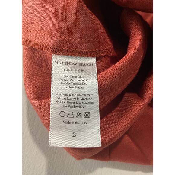 Matthew Bruch 'Apron' Brown Linen Crop Top Size 2 - Picture 4 of 5